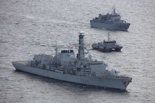 The HMS Lancaster on exercises