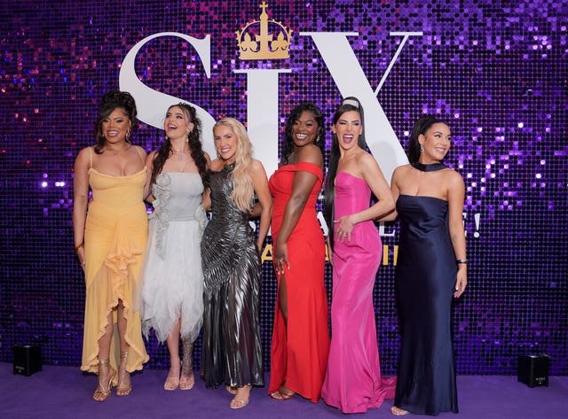 Jarneia Richard-Noel, Millie O’Connell, Natalie Paris, Alexia McIntosh, Aimie Atkinson and Maiya Quansah-Breed attending the premiere of Six The Musical Live!