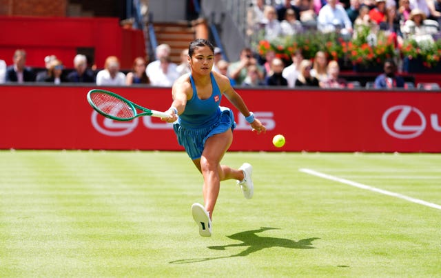 Emma Raducanu in action against Anna Blinkova