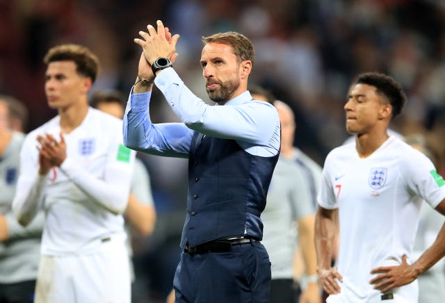 Gareth Southgate acknowledges the England supporters after the loss to Croatia