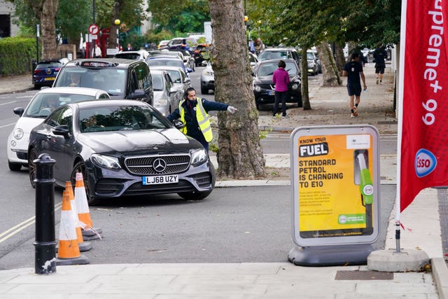 Drivers at a petrol station