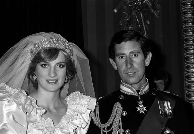 The Princess of Wales wearing the Spencer tiara on the day of her wedding to the Prince of Wales (PA)