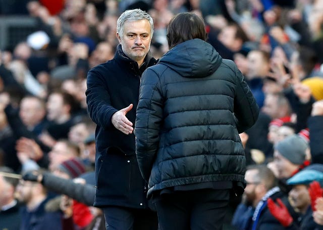 Chelsea manager Antonio Conte and Manchester United boss Jose Mourinho shake hands