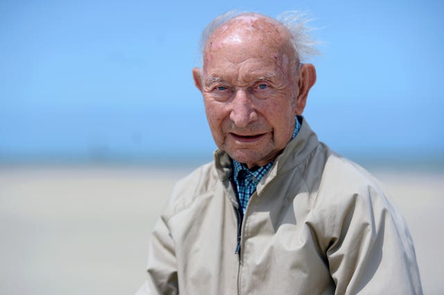 Stanley Elliss on the beach at Dunkirk