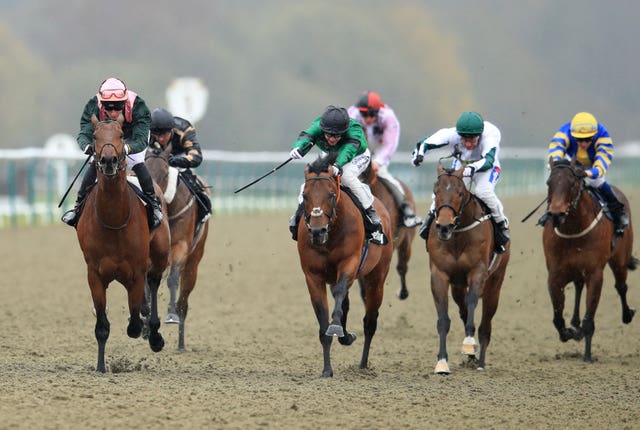 City Light (left) takes the All-Weather Sprint Championship at Lingfield