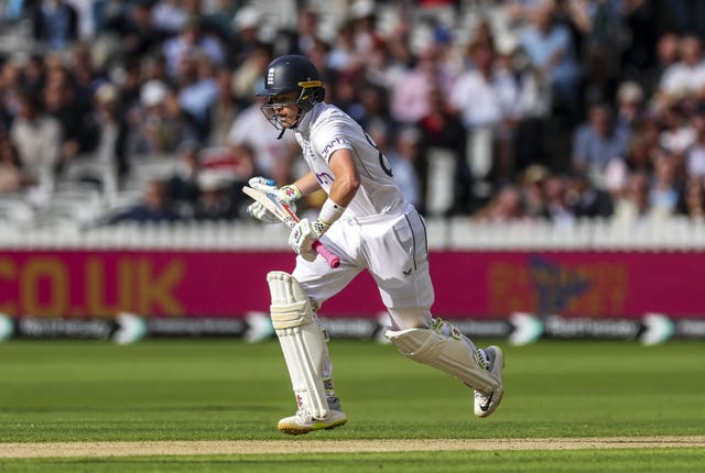 Zak Crawley dashes through for a run against the West Indies in summer 2024.
