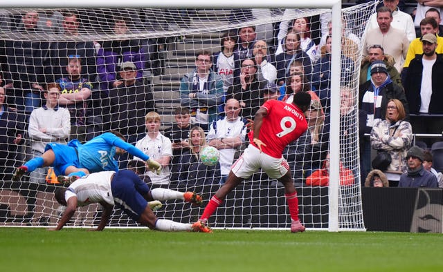 Taiwo Awoniyi (right) tucked away Nottingham Forest's third goal to seal the win