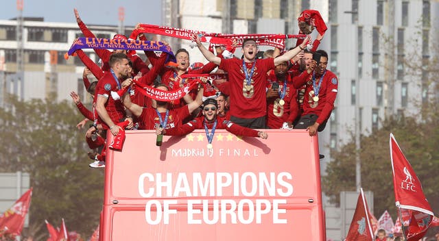 Liverpool celebrated with a victory parade around the city on Sunday