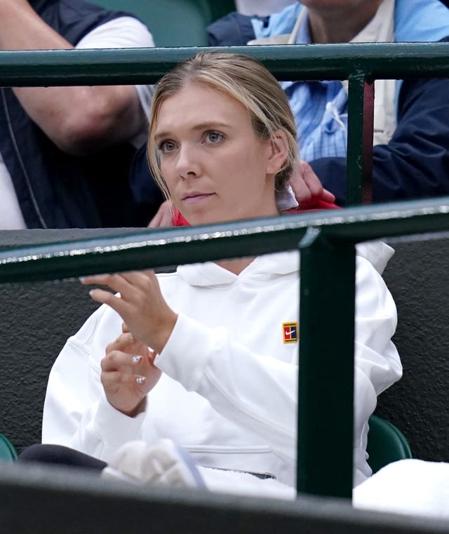 Katie Boulter watched boyfriend Alex De Minaur on Court One