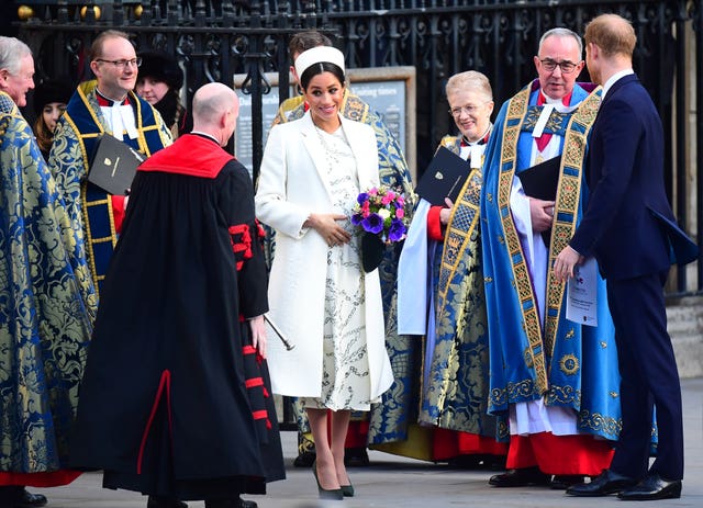 The Duke and Duchess of Sussex leave Westminster Abbey following the this year's Commonwealth Service. Victoria Jones/PA Wire