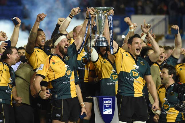 Tom Wood, left, helped Northampton to the European Challenge Cup in 2014 (Joe Giddens/PA)