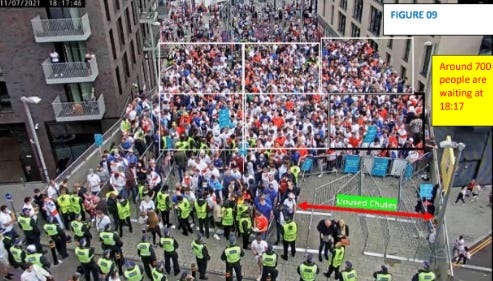Handout photo provided by Baroness Casey Review of gathering crowds at the Spanish Steps in the north-west corner Wembley, hours before the Euro 2020 final kicked off