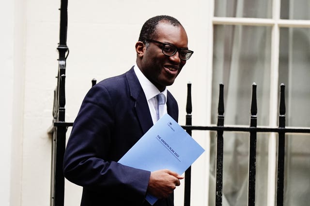 Chancellor of the Exchequer Kwasi Kwarteng leaves 11 Downing Street