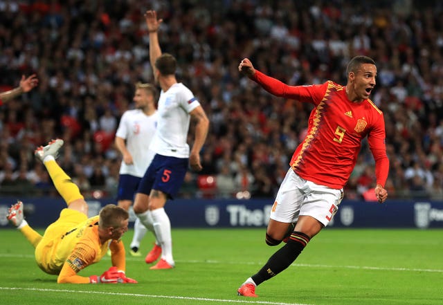 Rodrigo (right) scored the winner for Spain in their inaugural Nations League clash with England last month. 
