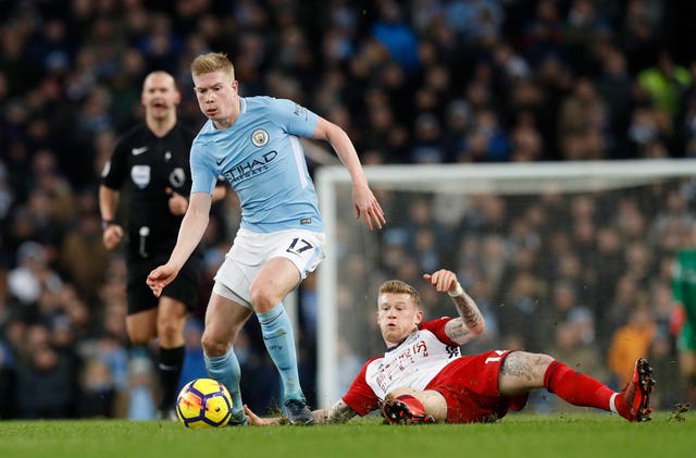 De Bruyne managed to skip away from a late challenge by West Brom's McClean