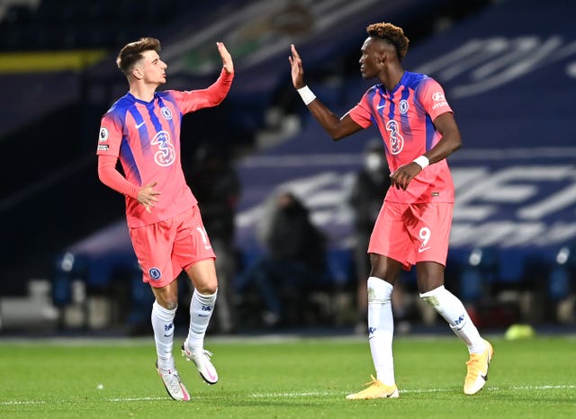 Chelsea's Tammy Abraham, right, and Mason Mount