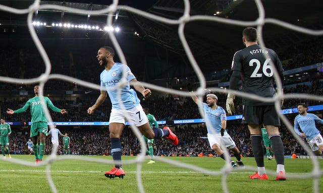 Raheem Sterling found the net three times as Manchester City remained top of the Premier League with a 3-1 win against Watford