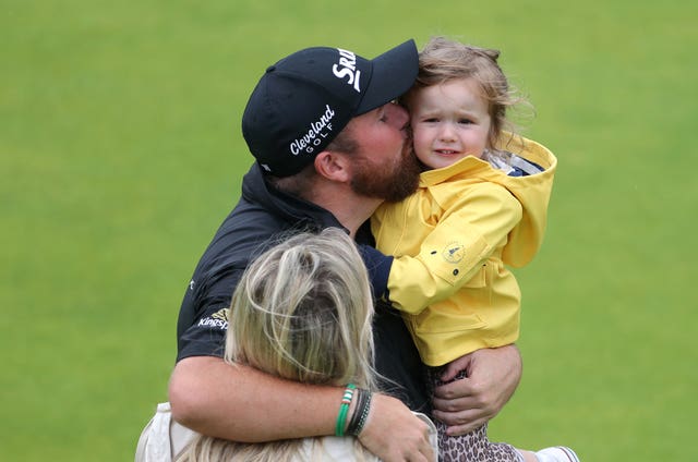 Shane Lowry with his wife, Wendy, and daughter, Iris, after winning The Open