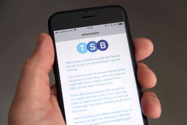 The TSB app was reported to be running at 90% capacity (Andrew Matthews/PA)