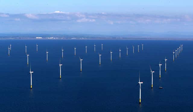 Aerial view of the Walney Extension wind farm
