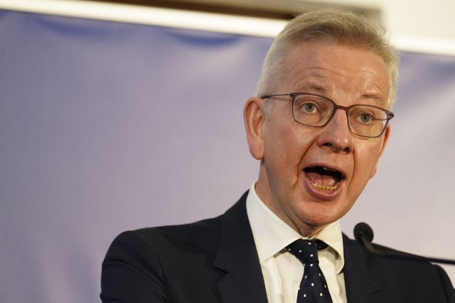 Michael Gove speech (Jordan Pettitt/PA)