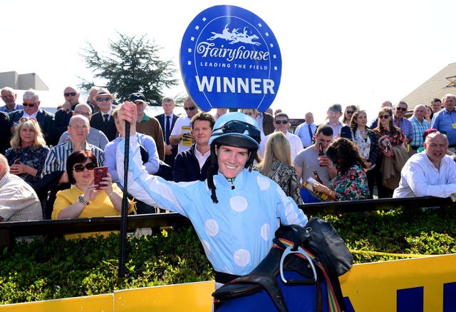 Rachael Blackmore celebrates winning her first Grade One in Ireland after last year's Hatton's Grace