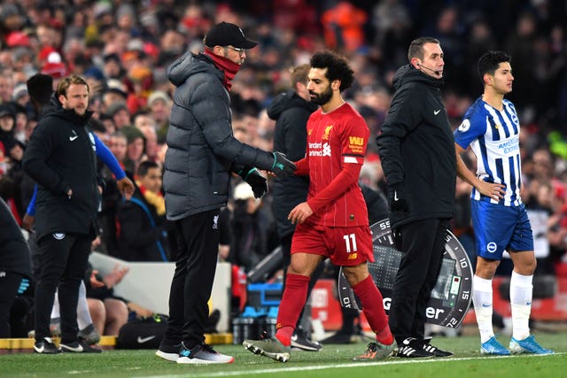 Mohamed Salah was taken off with Liverpool 2-0 up