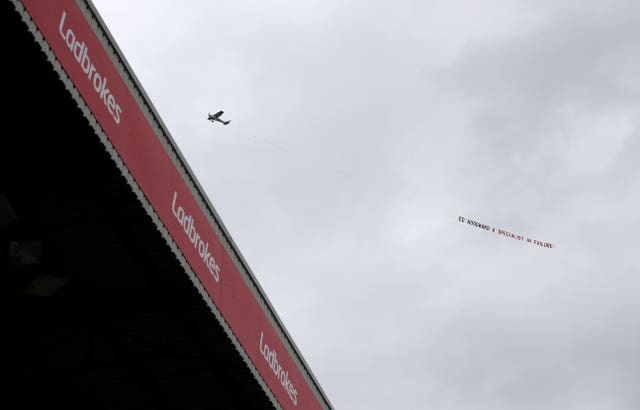 A plane over Turf Moor