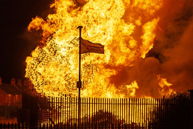 A large bonfire