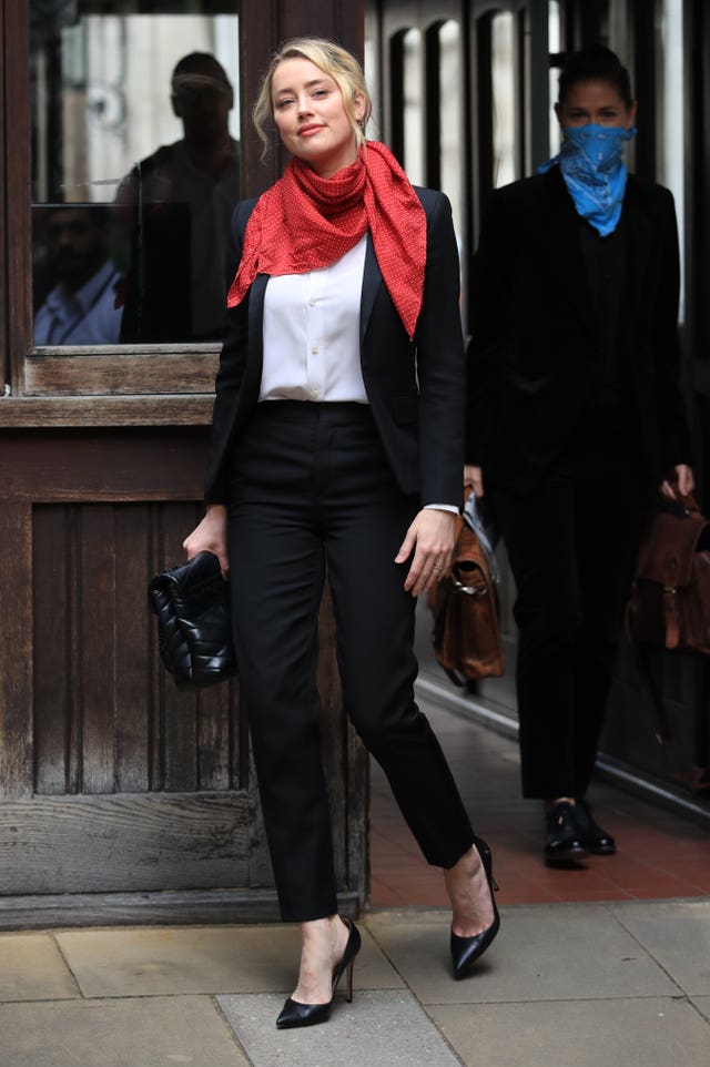 Actress Amber Heard arrives at the High Court in London
