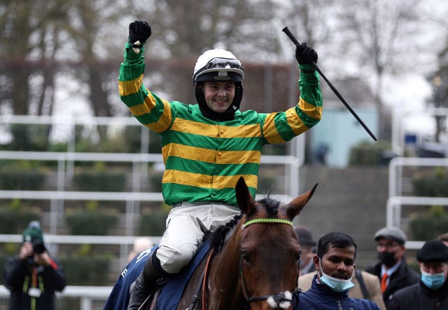 Champ and Jonjo O'Neill Jnr after winning at Ascot last year