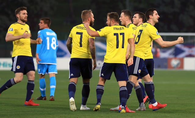 Kenny McLean (far right) got the Scots off to the perfect start, opening the scoring in a 2-0 win