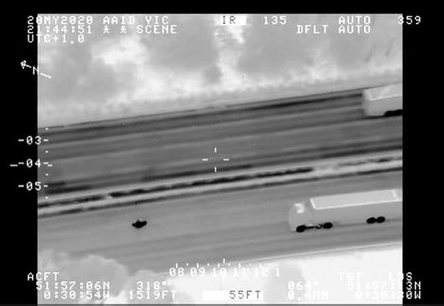 Screengrab from police helicopter footage issued by the Metropolitan Police of Marian Vasilica Dragoi during a police chase on May 20 2020