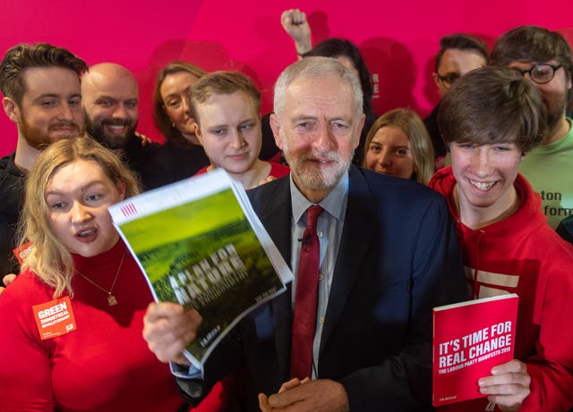 Labour Party leader Jeremy Corbyn with young climate change activists