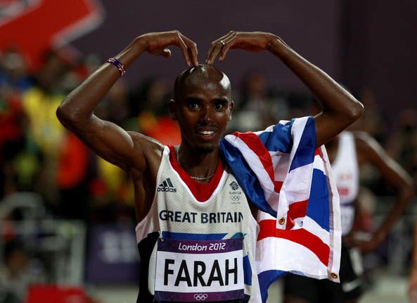 Mo Farah celebrates