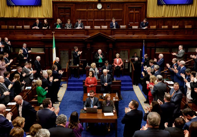 Ursula von der Leyen at a joint sitting of the Dail and Seanad