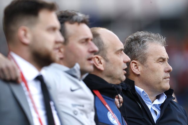 Slovakia manager Pavel Hapal, right, was disappointed not to get a point 
