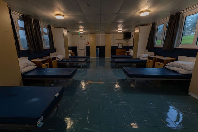 Beds in a dorm room at the camp