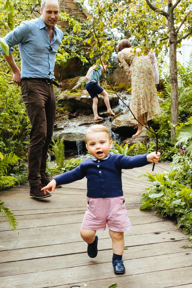 Prince Louis in the  garden ahead of the RHS Chelsea Flower Show