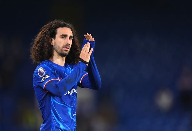 Chelsea’s Marc Cucurella applauds the fans following a game