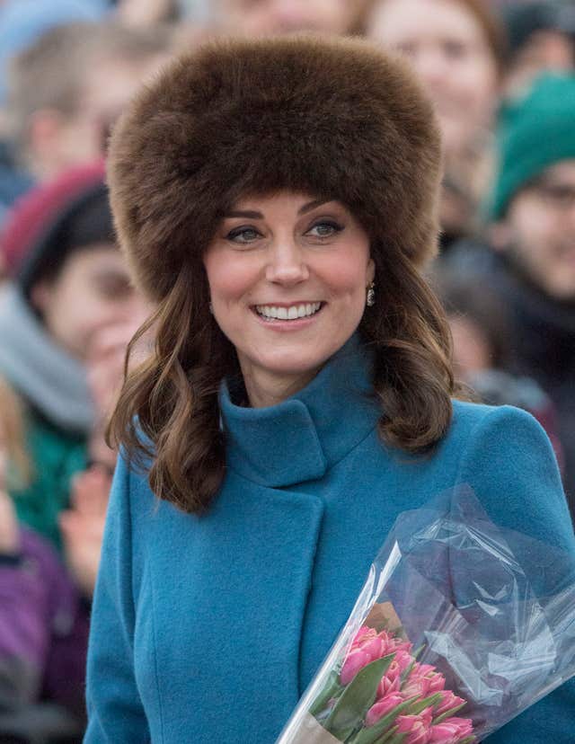 The Duchess of Cambridge was wrapped up warm for the visit (Arthur Edwards/The Sun/PA)