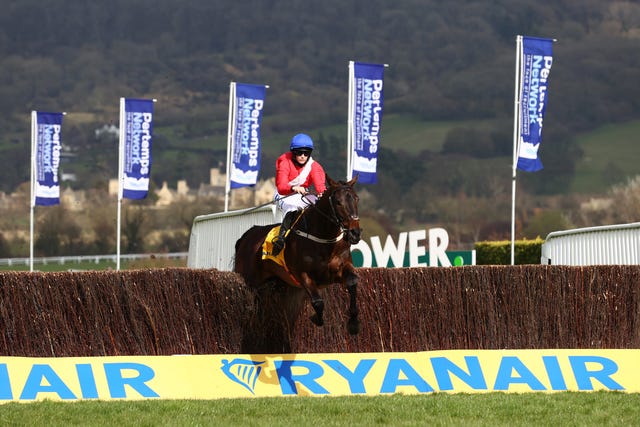 Allaho jumping the last in the Ryanair Chase