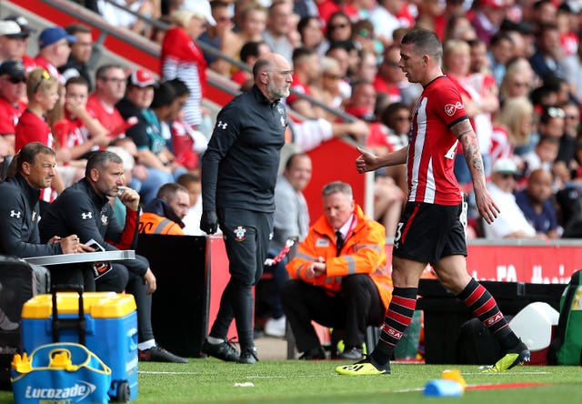 Pierre-Emile Hojbjerg, right, was sent off for Saints 