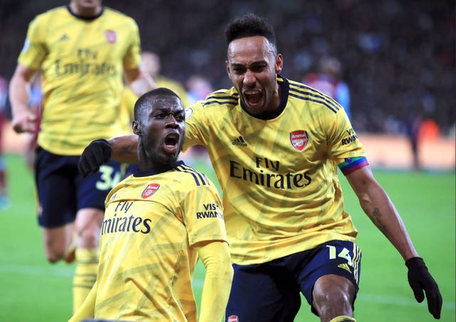 Nicolas Pepe (left) and Pierre-Emerick Aubameyang (right) were on the scoresheet for Arsenal