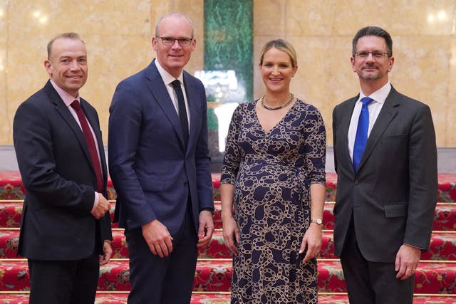 Chris Heaton Harris, Simon Coveney, Irish justice minister Helen McEntee and Steve Baker
