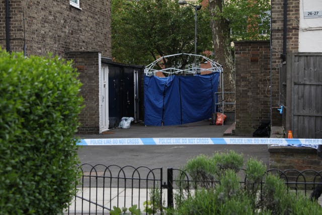The scene of the attack in Hackney