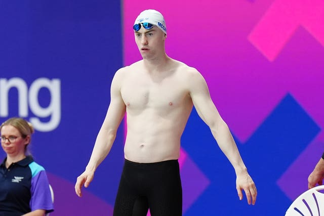 Sean McCann from Scotland before the men’s 400m freestyle heat at the Tollcross International Swimming Centre, Glasgow