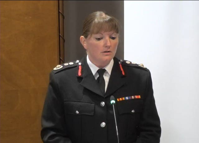London Fire Brigade Commissioner Dany Cotton giving evidence at the Grenfell Tower inquiry in Holborn, London (Grenfell Tower inquiry/PA)