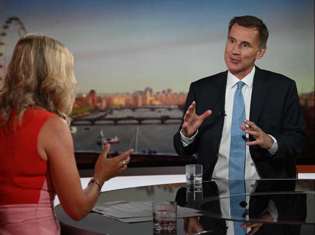 Jeremy Hunt being interviewed on the BBC