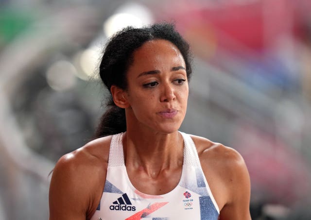 Great Britain's Katarina Johnson-Thompson was distraught after the race 